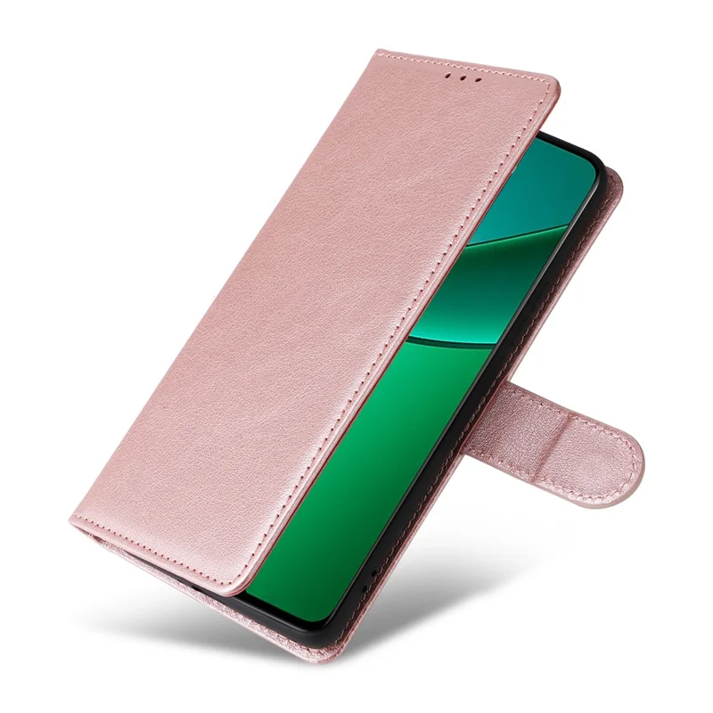 Funda tipo cartera con soporte y vista para Realme 13+ 5G / 13 Pro 5G (China) - Cuero PU - Color Rosa Dorado