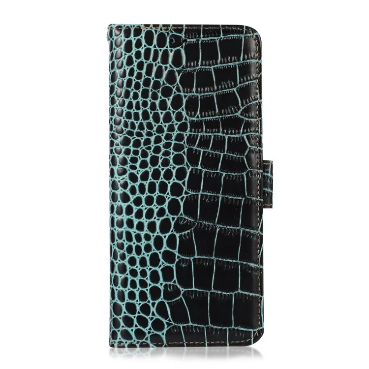 For Sony Xperia 1 VII Case Crocodile Texture Genuine Cow Leather Phone Wallet Cover - Green