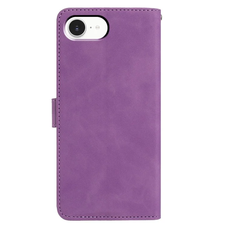 Funda tipo cartera para iPhone 16e con diseño de Mariposa y Flor en Cuero PU con Soporte - Morado