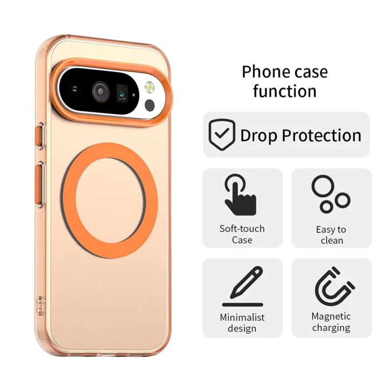 For Google Pixel 10 / 10 Pro Magnetic Case Anti Drop Hybrid Phone Back Cover - Orange