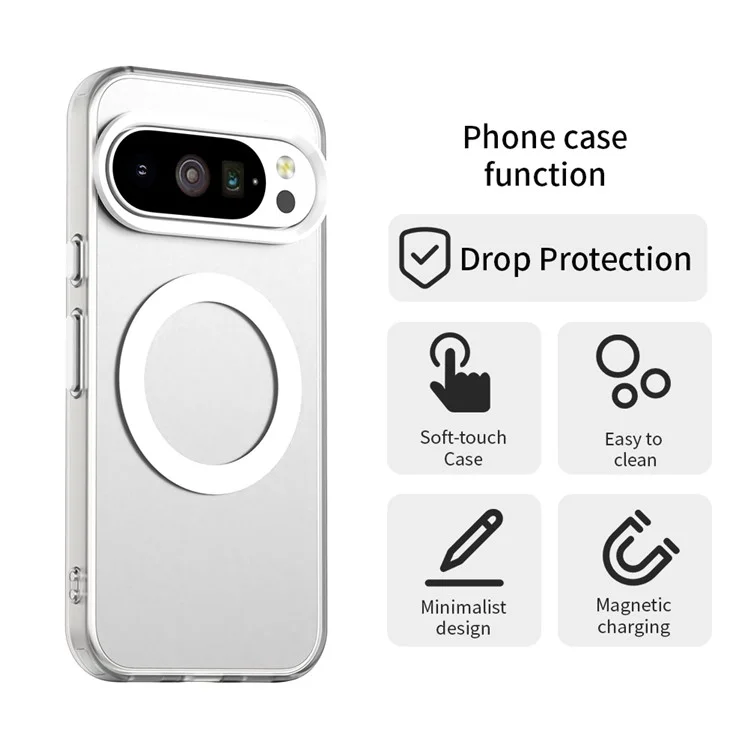 For Google Pixel 10 / 10 Pro Case Compatible with MagSafe Anti Drop Hybrid Phone Back Cover - Transparent