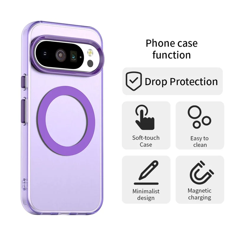 For Google Pixel 10 / 10 Pro Case Compatible with MagSafe Anti Drop Hybrid Phone Back Cover - Purple