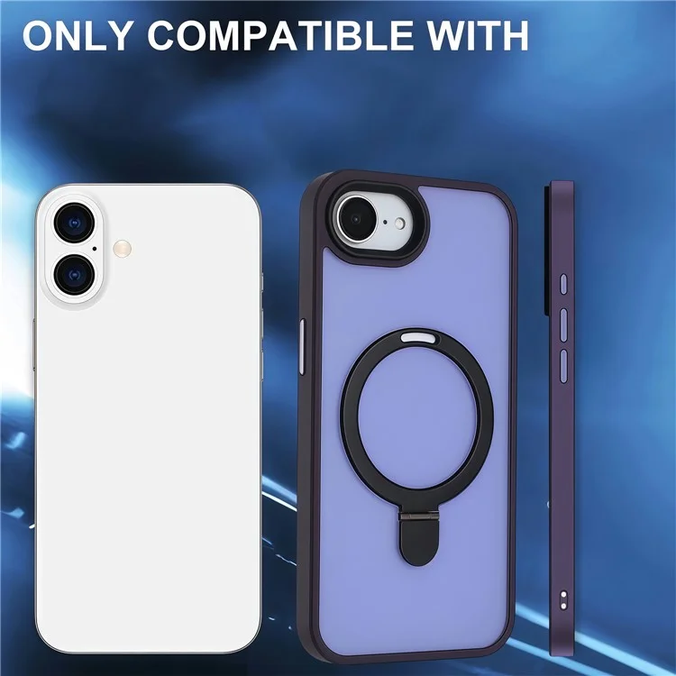 Funda para iPhone 16e Compatible con MagSafe TPU + Acrílico Mate Carcasa Trasera con Soporte - Morado Oscuro
