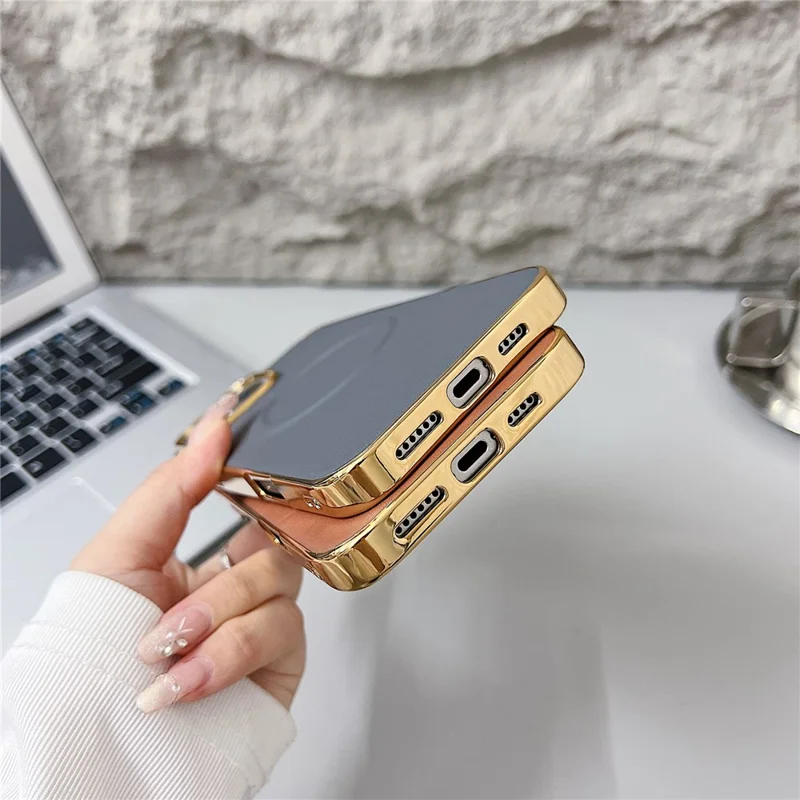 For iPhone 16 Pro Max Magnetic Case Nappa Texture PU + TPU + PC Phone Back Cover - White