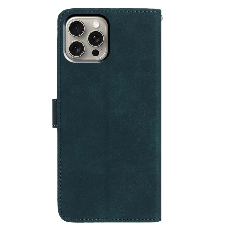 For iPhone 15 Pro Case Butterfly Flower Imprinted PU Leather Wallet Stand Phone Cover - Green