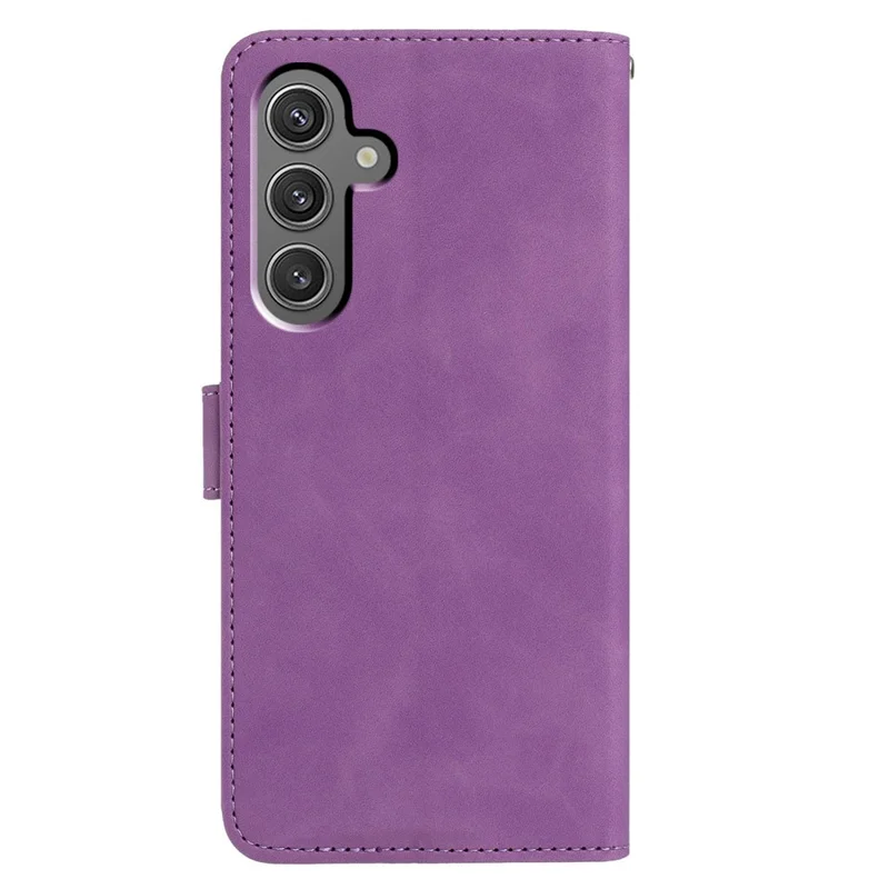 For Samsung Galaxy A35 5G Case Butterfly Flower Imprinted PU Leather Wallet Stand Phone Cover - Purple