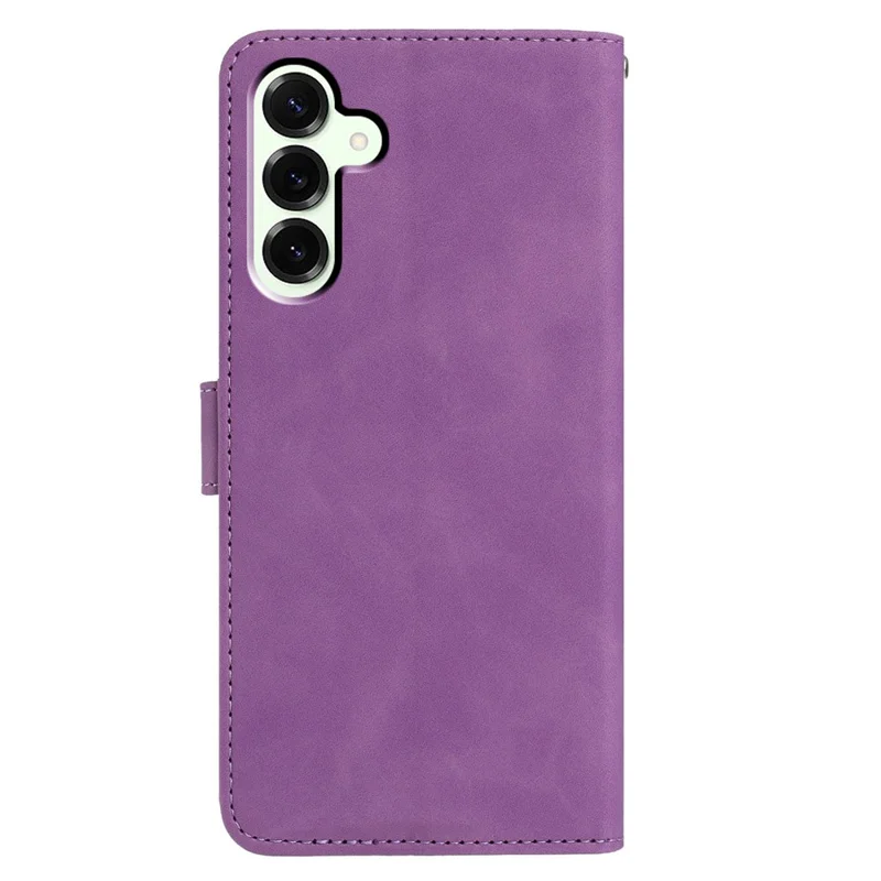 For Samsung Galaxy S25+ Case Butterfly Flower Imprinted PU Leather Wallet Stand Phone Cover - Purple