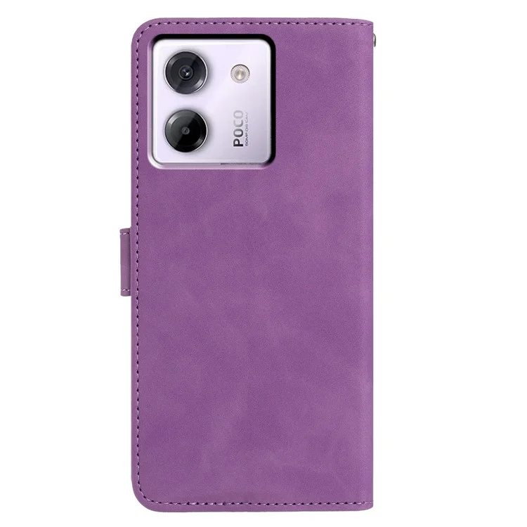 For Xiaomi Poco M7 Pro 5G Case Butterfly Flower Imprinted PU Leather Wallet Stand Phone Cover - Purple