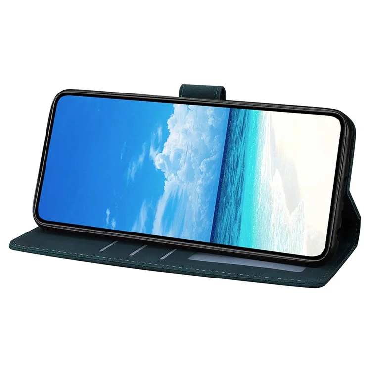 Capa para Xiaomi Redmi Note 14 Pro 5G com Borboleta e Flor Impressa em Couro PU com Suporte para Carteira - Verde