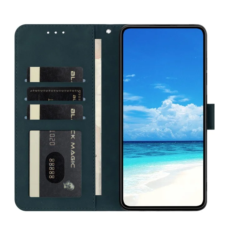 Capa para Xiaomi Redmi Note 14 Pro 5G com Borboleta e Flor Impressa em Couro PU com Suporte para Carteira - Verde