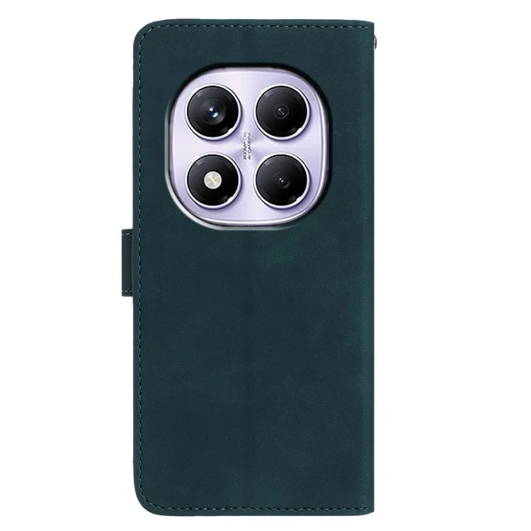 Capa para Xiaomi Redmi Note 14 Pro 5G com Borboleta e Flor Impressa em Couro PU com Suporte para Carteira - Verde