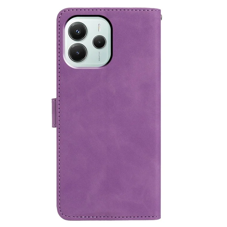 Funda tipo cartera de cuero PU con mariposas y flores estampadas para Xiaomi Redmi Note 14 5G - Morado