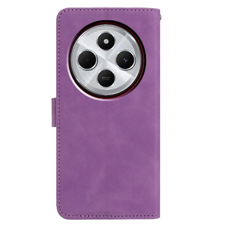 Étui en cuir PU pour Xiaomi Redmi 14C 4G / Redmi A3 Pro 4G / Poco C75 4G avec motif Papillon et Fleur, Pochette Portefeuille Support - Violet
