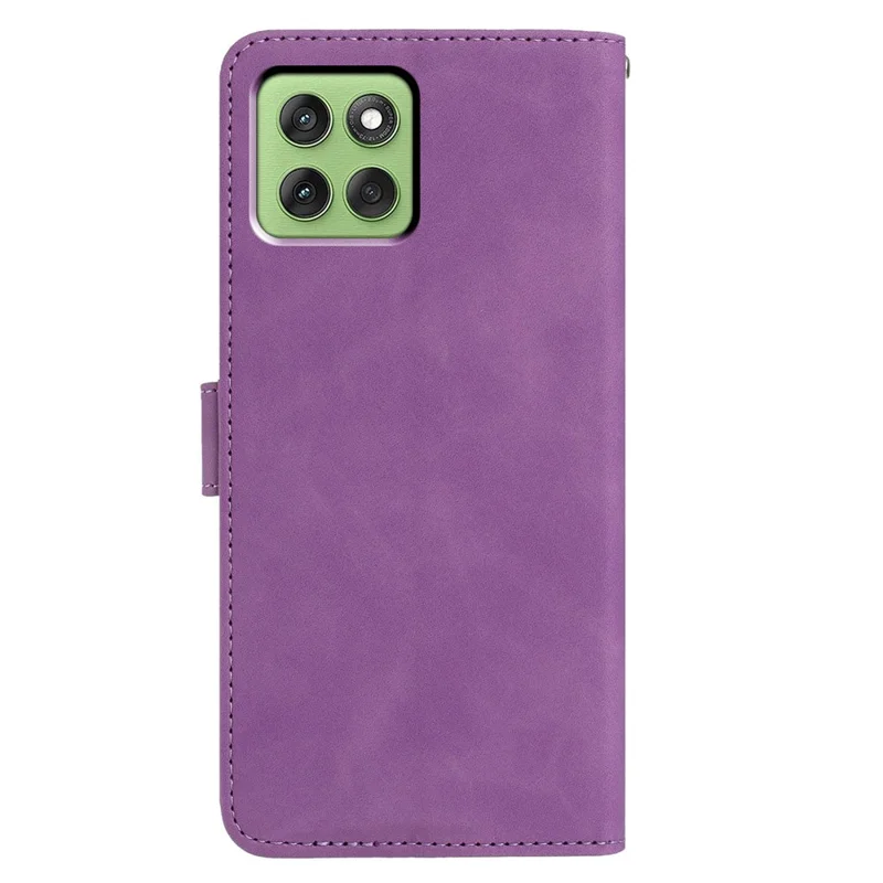 For Motorola Edge 60 5G Case Butterfly Flower Imprinted PU Leather Wallet Stand Phone Cover - Purple