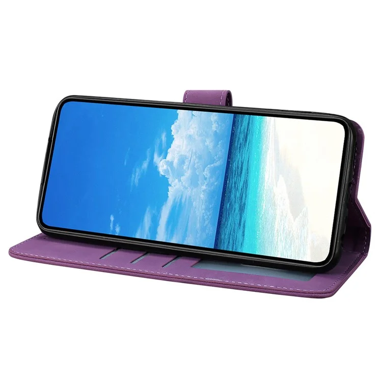 For Motorola Moto G Stylus 5G (2025) Case Butterfly Flower Imprinted PU Leather Wallet Stand Phone Cover - Purple