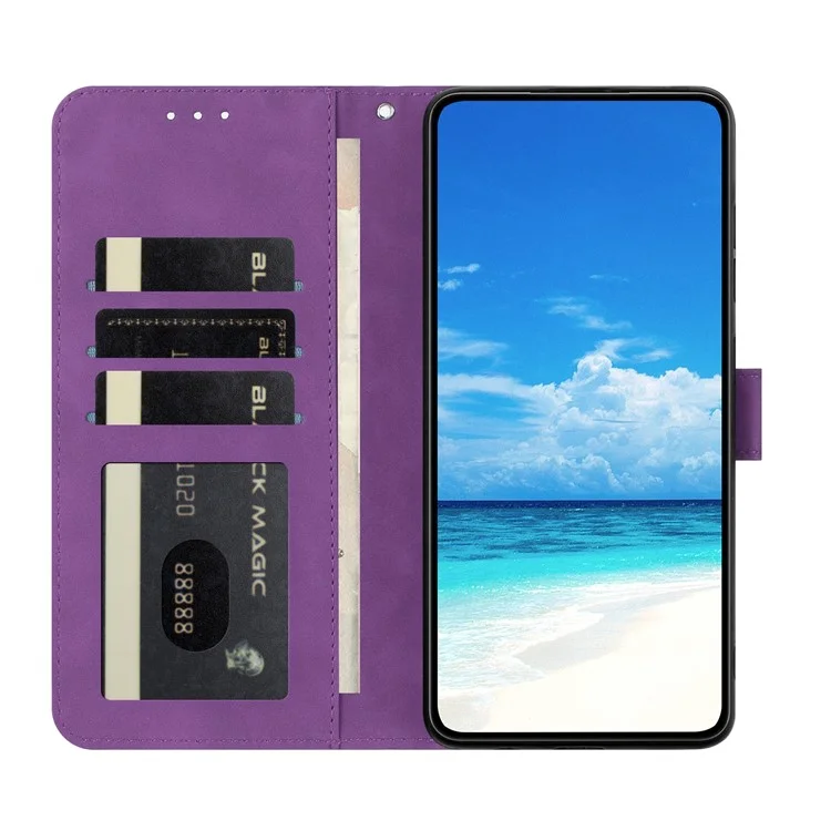 For Motorola Moto G Stylus 5G (2025) Case Butterfly Flower Imprinted PU Leather Wallet Stand Phone Cover - Purple