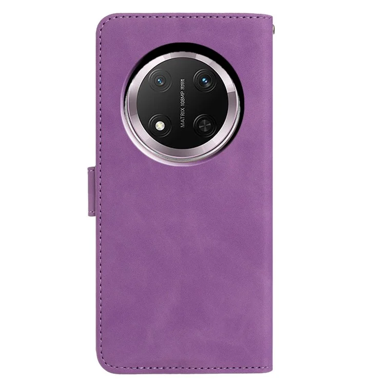 Étui en cuir PU pour Honor Magic7 Lite 5G / X9c 5G / X60 Pro 5G avec motif Papillon et Fleur - Support Portefeuille - Violet