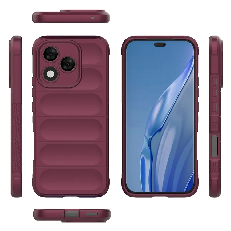 For Honor 400 Lite Case Anti-Drop Soft TPU Rugged Phone Back Cover - Wine Red