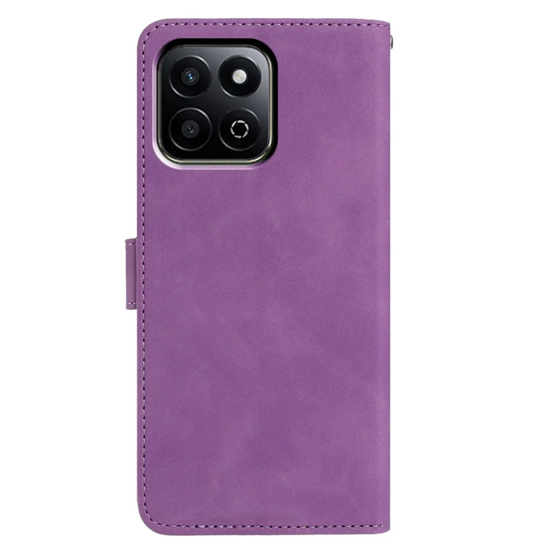 Étui For Honor 200 Smart 5G Motif Papillon et Fleur en Cuir PU avec Support de Portefeuille - Violet