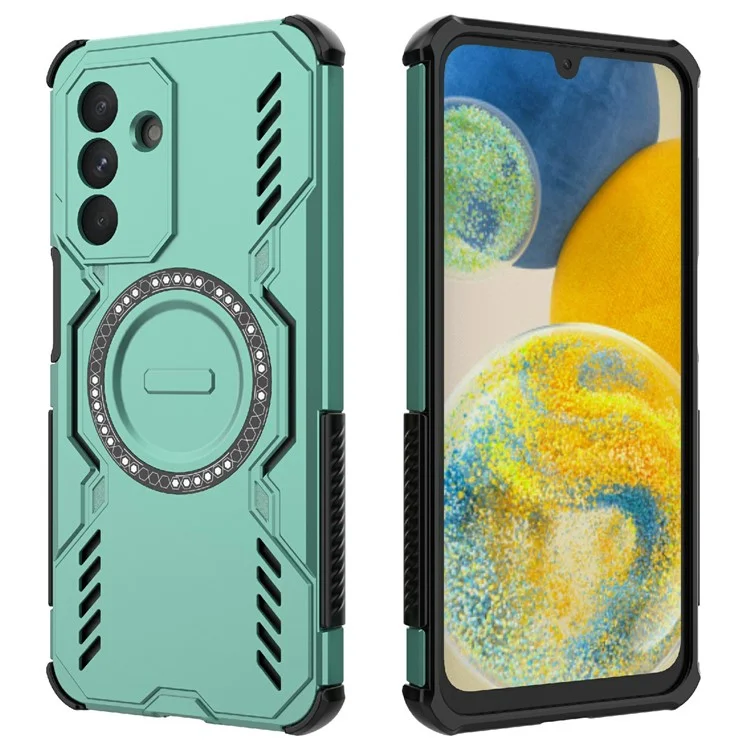 For Samsung Galaxy A26 5G Magnetic Case Butterfly Armor Hollow Heat Dissipation PC + TPU Phone Cover - Green