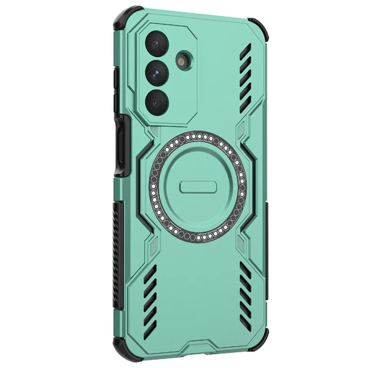 For Samsung Galaxy A26 5G Magnetic Case Butterfly Armor Hollow Heat Dissipation PC + TPU Phone Cover - Green