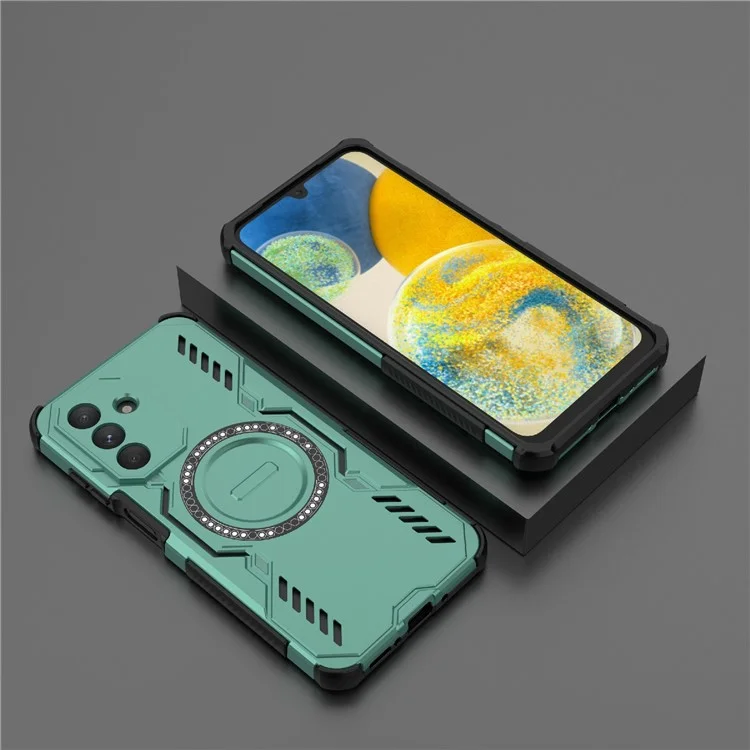 For Samsung Galaxy A26 5G Magnetic Case Butterfly Armor Hollow Heat Dissipation PC + TPU Phone Cover - Green