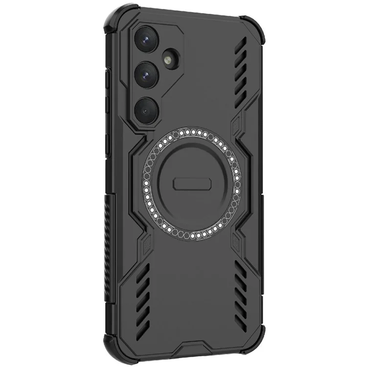 For Samsung Galaxy A55 5G Magnetic Case Butterfly Armor Hollow Heat Dissipation PC + TPU Phone Cover - Black