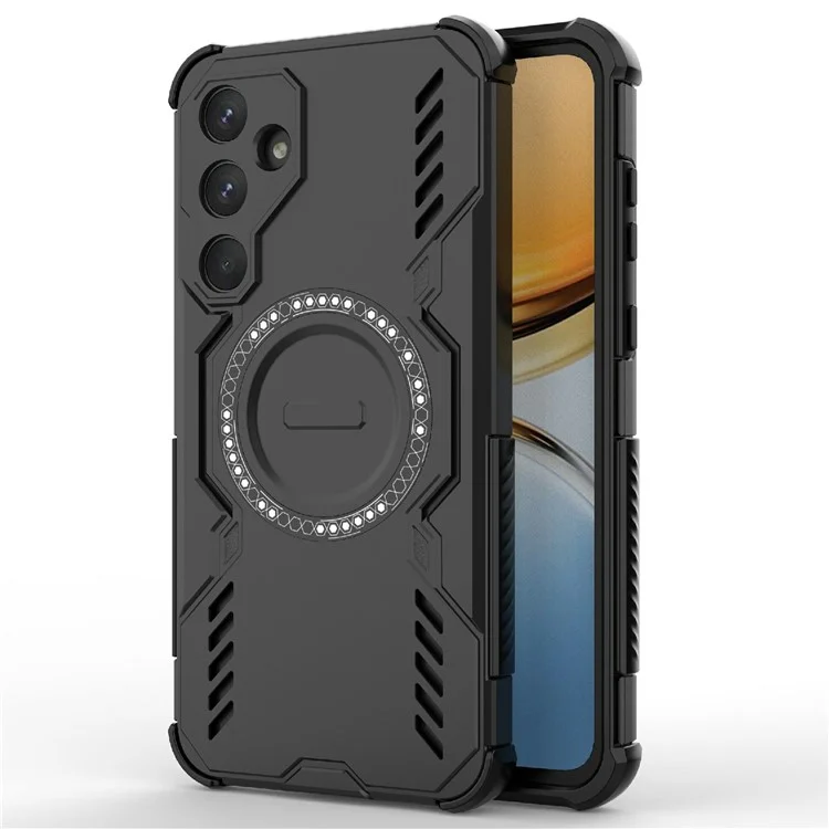 For Samsung Galaxy A55 5G Magnetic Case Butterfly Armor Hollow Heat Dissipation PC + TPU Phone Cover - Black