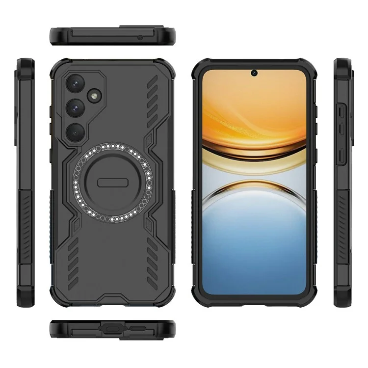 For Samsung Galaxy A55 5G Magnetic Case Butterfly Armor Hollow Heat Dissipation PC + TPU Phone Cover - Black