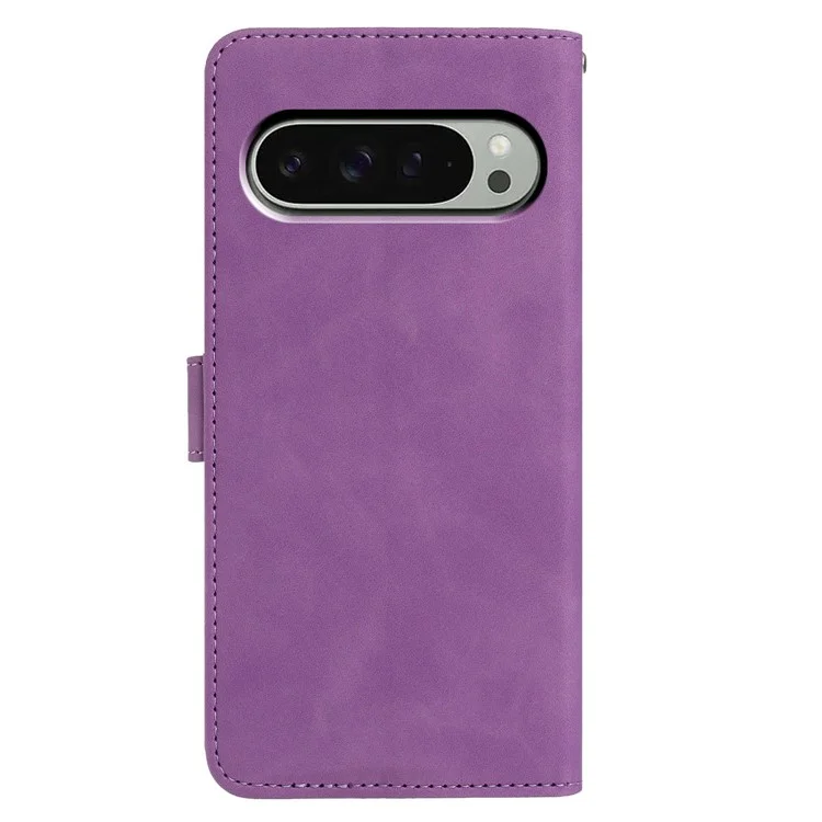 Funda tipo cartera para Google Pixel 9 Pro XL con diseño de Mariposa y Flor en Cuero PU con Soporte - Color Morado