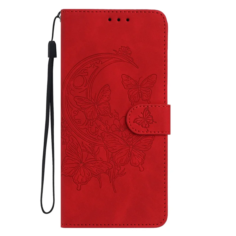 For Google Pixel 9 Pro XL Case Butterfly Flower Imprinted PU Leather Wallet Stand Phone Cover - Red