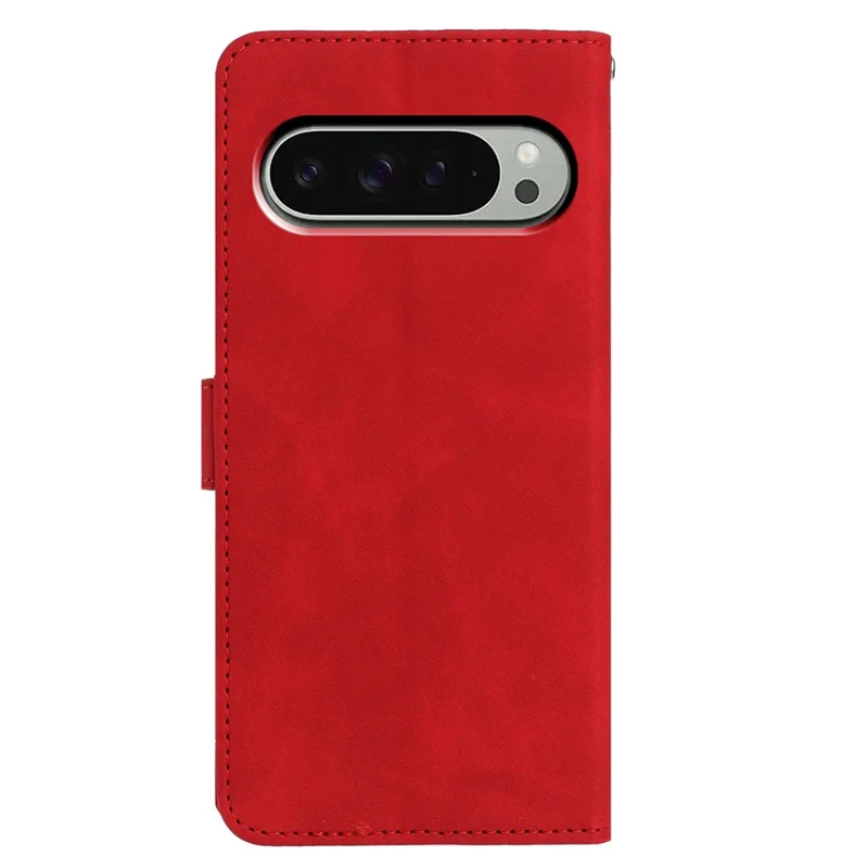 For Google Pixel 9 Pro XL Case Butterfly Flower Imprinted PU Leather Wallet Stand Phone Cover - Red