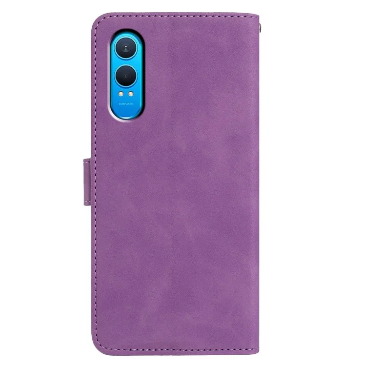 Étui portefeuille OnePlus Nord CE4 Lite 5G avec motif de papillon et de fleur en cuir PU avec support - Violet