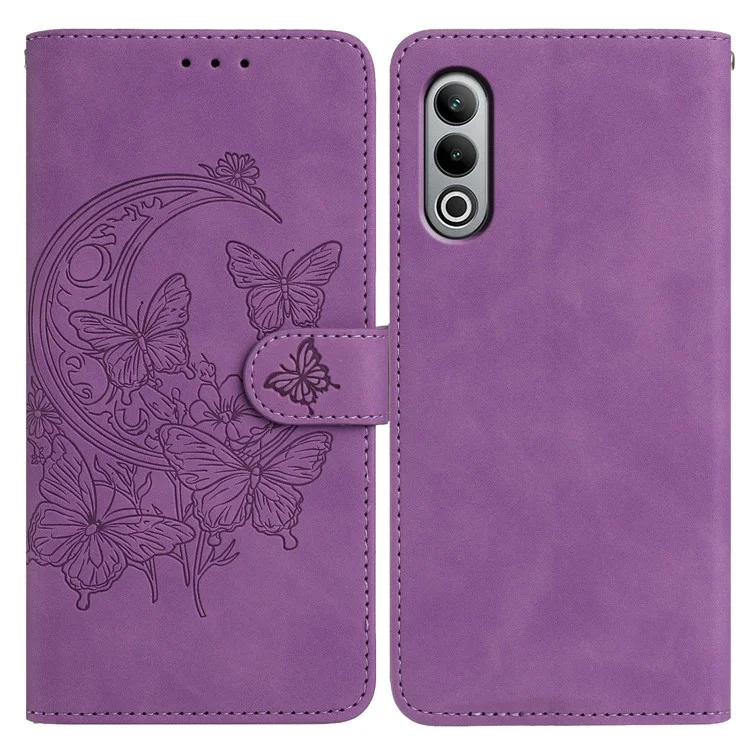 Für OnePlus Nord CE4 5G Hülle Schmetterling Blume Geprägt PU Leder Brieftasche Ständer Handyhülle - Lila