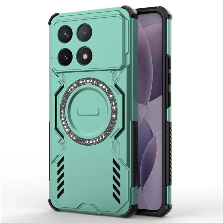 Магнитный чехол для Xiaomi Poco F6 Pro 5G / Redmi K70 Pro 5G / K70 5G Бабочка Броня с отверстиями для охлаждения ПК + TPU - Зеленый