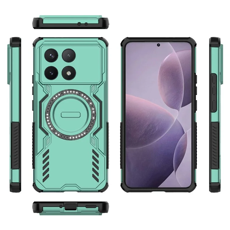 Магнитный чехол для Xiaomi Poco F6 Pro 5G / Redmi K70 Pro 5G / K70 5G Бабочка Броня с отверстиями для охлаждения ПК + TPU - Зеленый
