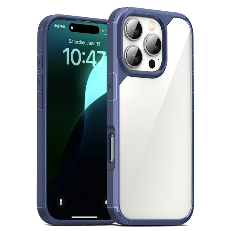 Massenankauf für iPhone 16 Pro Max Hülle Verstärkte Ecken TPU + PC Klare Rückseite - Navy Blau