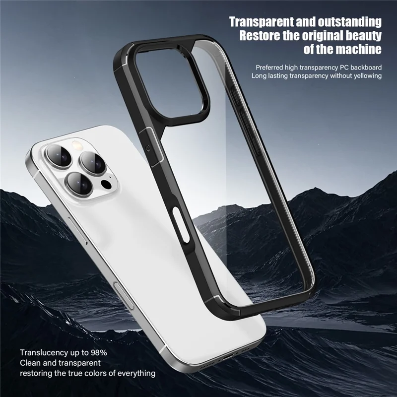 Massenankauf für iPhone 16 Pro Max Hülle Verstärkte Ecken TPU + PC Klare Rückseite - Navy Blau