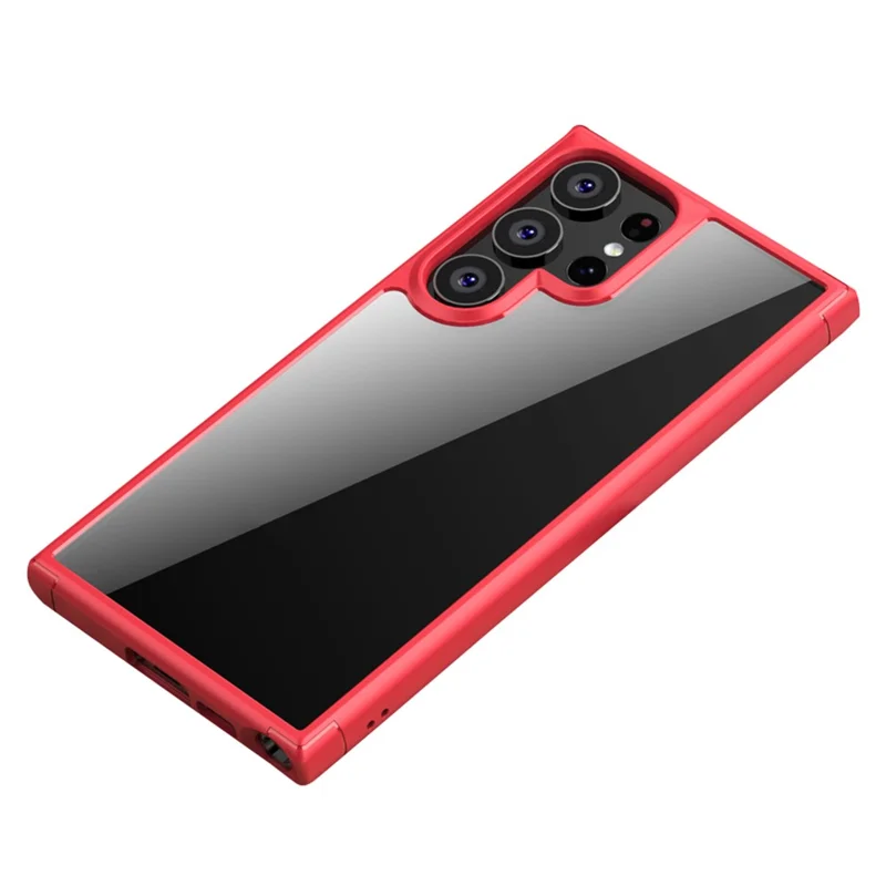 Compra a granel para la carcasa del Samsung Galaxy S23 Ultra Reforzada en las esquinas TPU + Cubierta trasera transparente de PC - Rojo