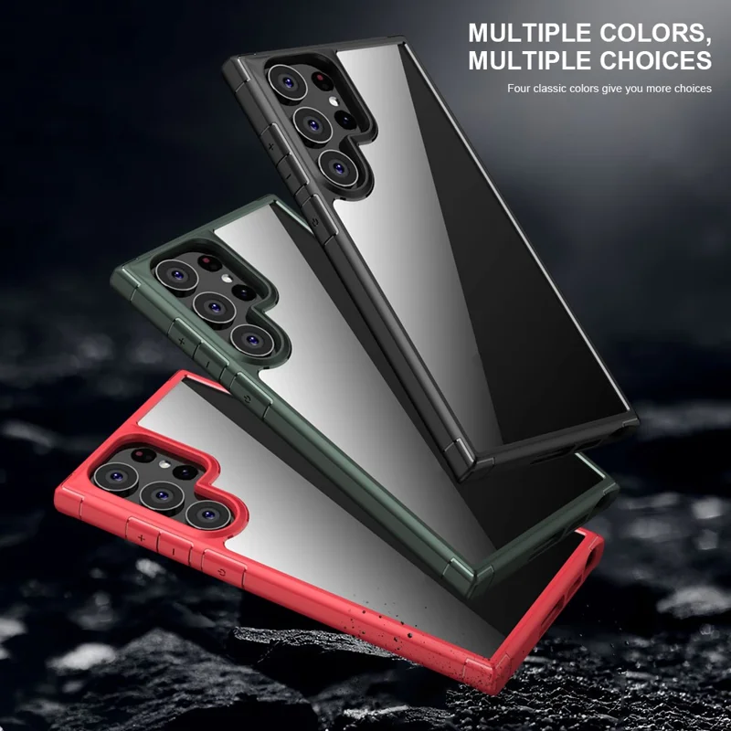 Compra a granel para la carcasa del Samsung Galaxy S23 Ultra Reforzada en las esquinas TPU + Cubierta trasera transparente de PC - Rojo