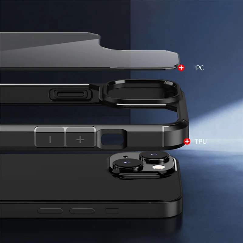 Bulk Purchasing For iPhone 14 / 13 Case Reinforced Corner TPU + PC Clear Back Cover - Navy Blue