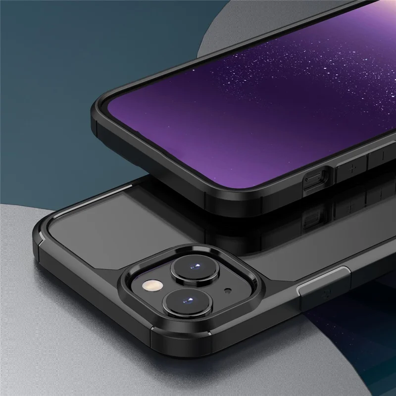 Bulk Purchasing For iPhone 14 / 13 Case Reinforced Corner TPU + PC Clear Back Cover - Navy Blue