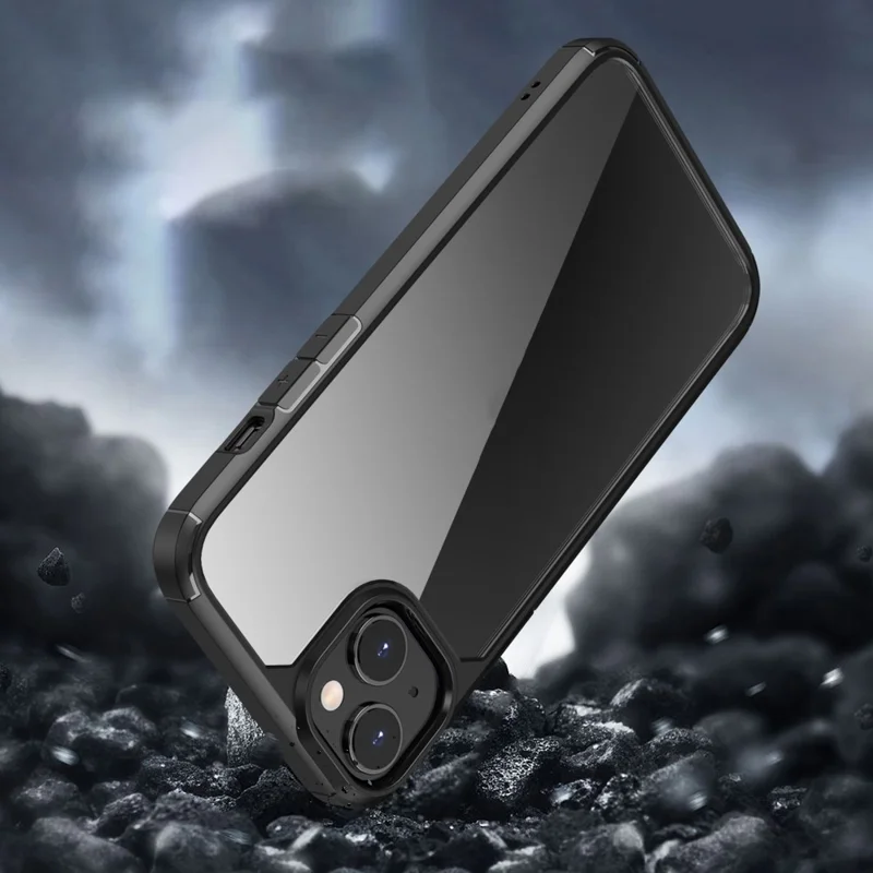 Bulk Purchasing For iPhone 14 / 13 Case Reinforced Corner TPU + PC Clear Back Cover - Blackish Green
