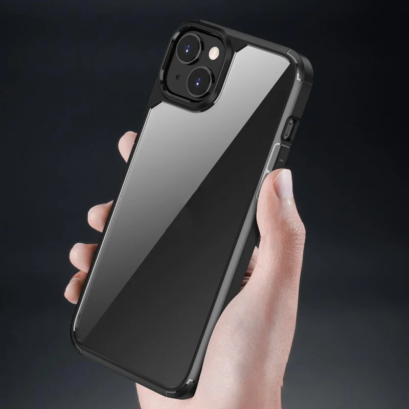 Bulk Purchasing For iPhone 14 / 13 Case Reinforced Corner TPU + PC Clear Back Cover - Blackish Green
