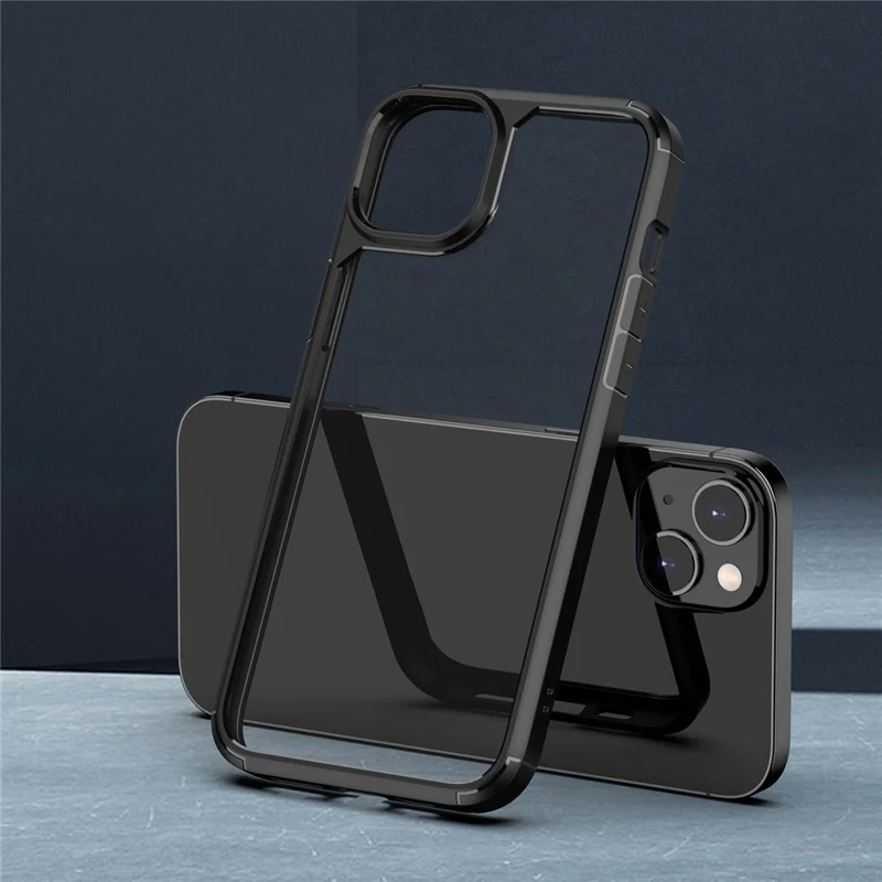 Bulk Purchasing For iPhone 14 / 13 Case Reinforced Corner TPU + PC Clear Back Cover - Blackish Green