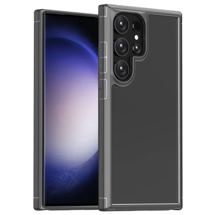 Compra em Bulk para Capa de Samsung Galaxy S24 Ultra com Cantos Reforçados TPU + Capa Traseira de PC Transparente - Cinza