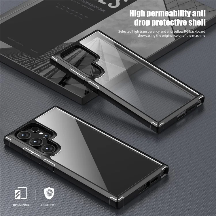 Compra em Bulk para Capa de Samsung Galaxy S24 Ultra com Cantos Reforçados TPU + Capa Traseira de PC Transparente - Cinza