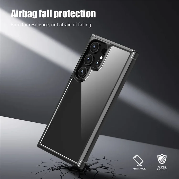 Compra em Bulk para Capa de Samsung Galaxy S24 Ultra com Cantos Reforçados TPU + Capa Traseira de PC Transparente - Cinza