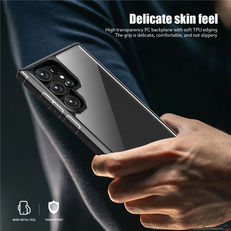 Compra em Bulk para Capa de Samsung Galaxy S24 Ultra com Cantos Reforçados TPU + Capa Traseira de PC Transparente - Cinza