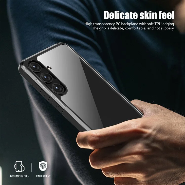 Compra em Bulk para Capa do Samsung Galaxy S24 com Cantos Reforçados TPU + PC Capa Traseira Transparente - Preto